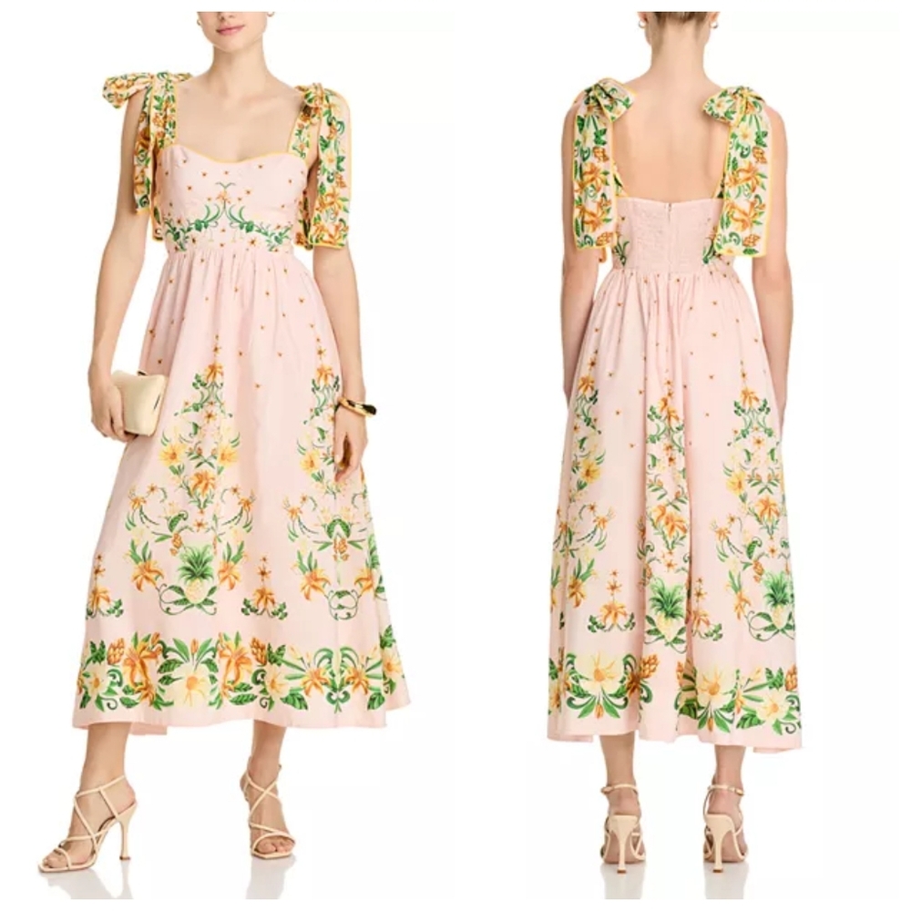 FARM Rio Pink Floral Midi Dress